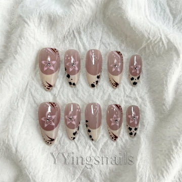 Soft Leopard Press On Nails – Animal Print Fake Nails S/M with Glue